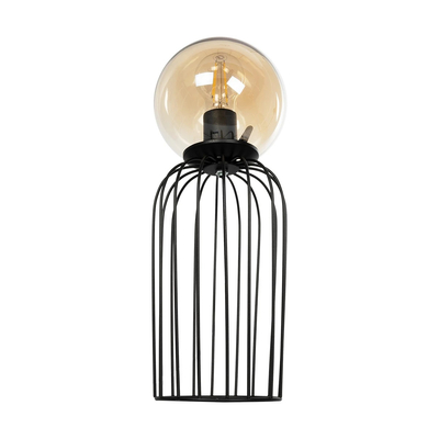 GloboStar® ZENITH 201-0094 Vintage Επιτραπέζιο Φωτιστικό Μπάλα Μονόφωτο 1 x E27 IP20 Μαύρο Μέταλλο με Μελί Γυαλί - Μ15 x Π15 x Υ40cm