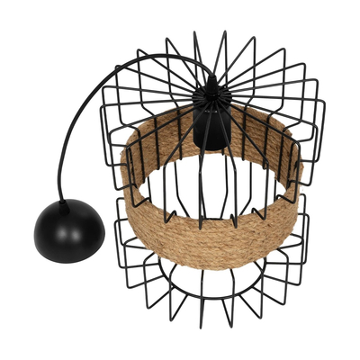 GLOBOSTAR® ORB 201-0096 Vintage Κρεμαστό Φωτιστικό Οροφής με Ντουί 1 x E27 AC 220-240V IP20 - Μαύρο & Μπεζ - Μ27 x Π27 x Υ31cm