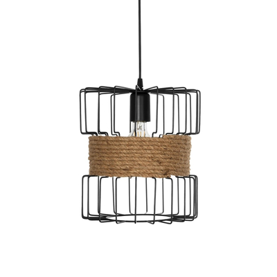 GLOBOSTAR® ORB 201-0096 Vintage Κρεμαστό Φωτιστικό Οροφής με Ντουί 1 x E27 AC 220-240V IP20 - Μαύρο & Μπεζ - Μ27 x Π27 x Υ31cm