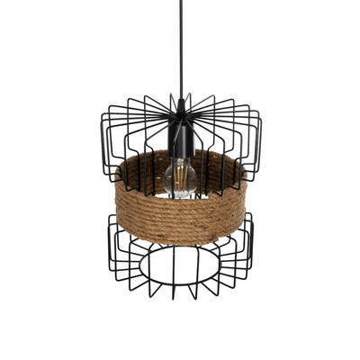 GLOBOSTAR® ORB 201-0096 Vintage Κρεμαστό Φωτιστικό Οροφής με Ντουί 1 x E27 AC 220-240V IP20 - Μαύρο & Μπεζ - Μ27 x Π27 x Υ31cm