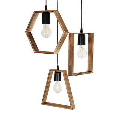 GLOBOSTAR® EMBER 201-0102 Vintage Κρεμαστό Φωτιστικό Οροφής με Ντουί 3 x E27 AC 220-240V IP20 - Καφέ &amp; Μαύρο - Μ50 x Π50 x Υ70cm