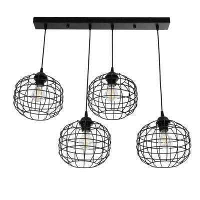 GLOBOSTAR® PULSAR 201-0103 Vintage Κρεμαστό Φωτιστικό Οροφής με Ντουί 4 x E27 AC 220-240V IP20 - Μαύρο - Μ80 x Π22 x Υ46cm