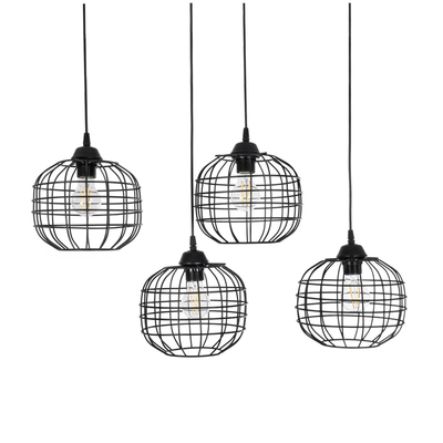 GLOBOSTAR® PULSAR 201-0103 Vintage Κρεμαστό Φωτιστικό Οροφής με Ντουί 4 x E27 AC 220-240V IP20 - Μαύρο - Μ80 x Π22 x Υ46cm