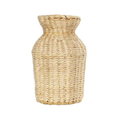 GloboStar® Artificial Garden HAVANA 21222 Διακοσμητικό Πλεκτό Καλάθι - Κασπώ Γλάστρα - Flower Pot Μπεζ Μ16 x Π16 x Υ25cm