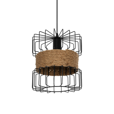 GLOBOSTAR® ORB 201-0096 Vintage Κρεμαστό Φωτιστικό Οροφής με Ντουί 1 x E27 AC 220-240V IP20 - Μαύρο & Μπεζ - Μ27 x Π27 x Υ31cm