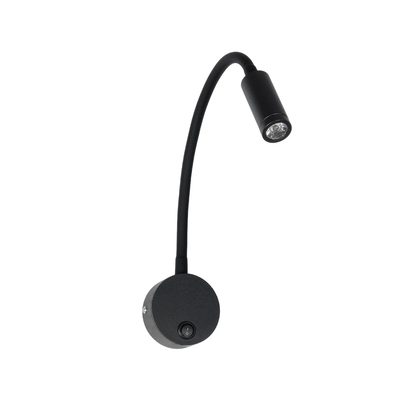 GLOBOSTAR® GOOSE 61690 Μοντέρνο Φωτιστικό Τοίχου - Απλίκα Ξενοδοχείου Reading Light LED 3W 300lm 36° AC 220-240V IP20 Θερμό Λευκό 2700K - CREE XPE Chip & TÜV SÜD Driver - Μαύρο Ματ - Μ6.5 x Π15 x Υ24.5cm - 3 Χρόνια Εγγύηση