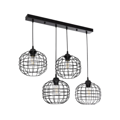 GLOBOSTAR® PULSAR 201-0103 Vintage Κρεμαστό Φωτιστικό Οροφής με Ντουί 4 x E27 AC 220-240V IP20 - Μαύρο - Μ80 x Π22 x Υ46cm