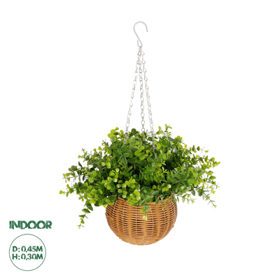GloboStar® Artificial Garden EUCALYPTUS HANGING PLANT 20640 Τεχνητό Κρεμαστό Διακοσμητικό Φυτό Φτέρης Π45 x Μ45 x Y30cm