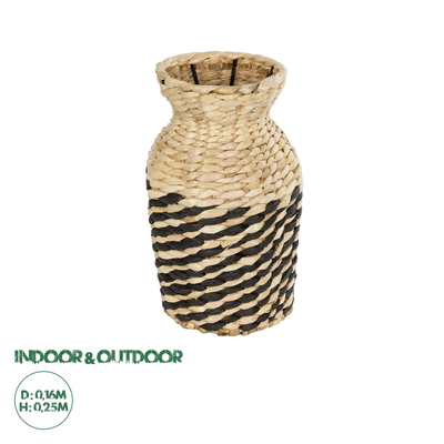 GloboStar® Artificial Garden VERSALLES 21226 Διακοσμητικό Πλεκτό Καλάθι - Κασπώ Γλάστρα - Flower Pot Μπεζ με Μαύρο Π16 x M16 x Υ25cm