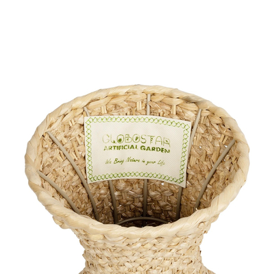GloboStar® Artificial Garden SANDIAGO 21234 Διακοσμητικό Πλεκτό Καλάθι - Κασπώ Γλάστρα - Flower Pot Μπεζ Π25 x M25 x x Υ40cm