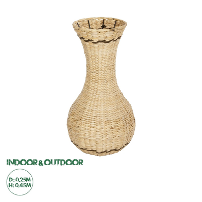 GloboStar® Artificial Garden MONACO 21236 Διακοσμητικό Πλεκτό Καλάθι - Κασπώ Γλάστρα - Flower Pot Μπεζ με Καφέ Π25 x M25 x Υ45cm