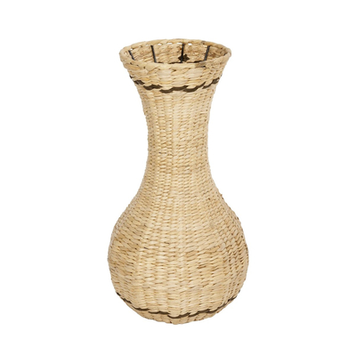 GloboStar® Artificial Garden MONACO 21236 Διακοσμητικό Πλεκτό Καλάθι - Κασπώ Γλάστρα - Flower Pot Μπεζ με Καφέ Π25 x M25 x Υ45cm