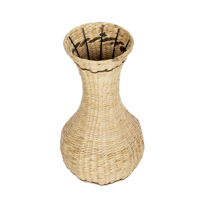 GloboStar® Artificial Garden MONACO 21236 Διακοσμητικό Πλεκτό Καλάθι - Κασπώ Γλάστρα - Flower Pot Μπεζ με Καφέ Π25 x M25 x Υ45cm