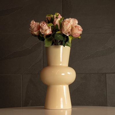 GloboStar® Artificial Garden DESERT 21258 Διακοσμητικό Κεραμικό Βάζo Μπεζ Π14 x Μ14 x Υ25 cm