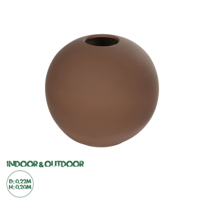 GloboStar® Artificial Garden SANUR 21261 Διακοσμητικό Κεραμικό Βάζo Καφέ Π22 x Μ22 x Υ20cm