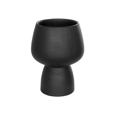 GloboStar® Artificial Garden CAMERON 21272 Διακοσμητικό Κεραμικό Βάζo Μαύρο Π16 x Μ16 x Υ20cm