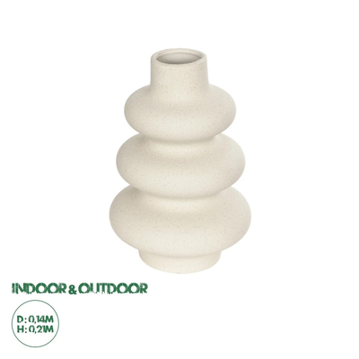 GloboStar® Artificial Garden THAILAND 21278 Διακοσμητικό Κεραμικό Βάζo Μπεζ Π14 x Μ14 x Υ21cm