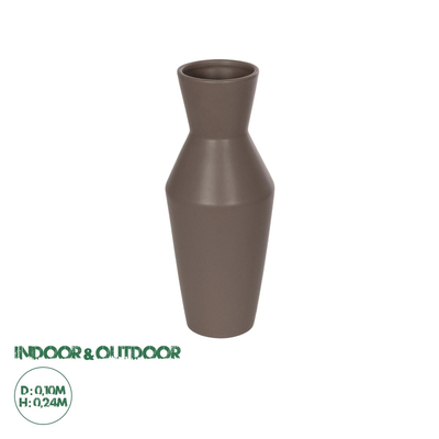 GloboStar® Artificial Garden UNIQUE 21286 Διακοσμητικό Κεραμικό Βάζo Καφέ Π10 x Μ10 x Υ24cm
