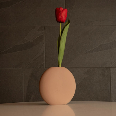 GloboStar® Artificial Garden LANZAROTE 21290 Διακοσμητικό Κεραμικό Βάζo Καφέ Π15 x Μ15 x Υ14cm