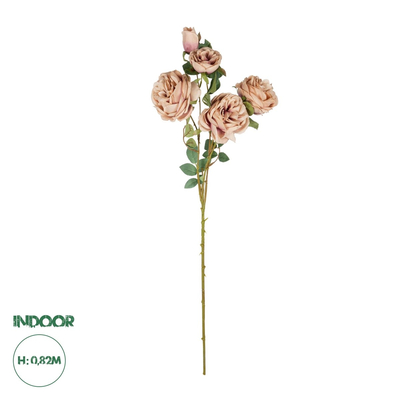 GloboStar® Artificial Garden OLD PINK ROSE BRANCH 21304 Τεχνητό Διακοσμητικό Κλαδί Τριαντάφυλλα Ροζ Y82cm