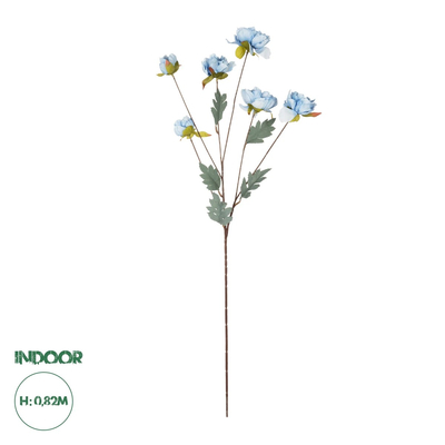 GloboStar® Artificial Garden SKY BLUE PAEONIA BRANCH 21306 Τεχνητό Διακοσμητικό Κλαδί Παιώνιας Μπλέ Y82cm
