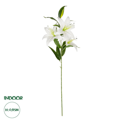 GloboStar® Artificial Garden WHITE LILY BRANCH 21312 Τεχνητό Διακοσμητικό Κλαδί Λευκό Κρίνο Y95cm