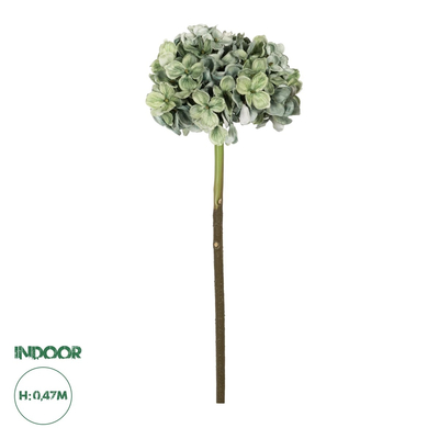 GloboStar® Artificial Garden GREEN HYDRANGEA BRANCH 21316 Τεχνητό Διακοσμητικό Κλαδί Πράσινη Ορτανσία Y47cm