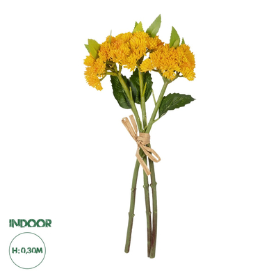 GloboStar® Artificial Garden YELLOW SEDUM BOUQUET 21348 Τεχνητό Διακοσμητικό Μπουκέτο Κίτρινο Σέδο Y30cm