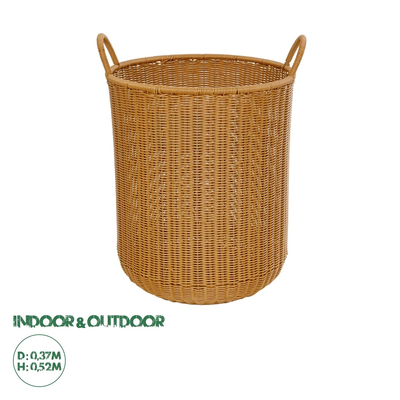 GloboStar® Artificial Garden TORINO 21492 Διακοσμητικό Πλεκτό Καλάθι - Κασπώ Γλάστρα - Flower Pot Μπεζ Φ37cm x Υ52cm