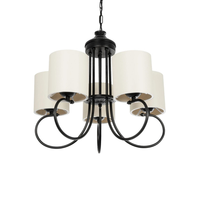 GLOBOSTAR® TRITON 203-0253 Vintage Κρεμαστό Φωτιστικό Οροφής με Ντουί 5 x E27 AC 220-240V IP20 - Μαύρο & Μπεζ - Μ50 x Π50 x Υ48cm
