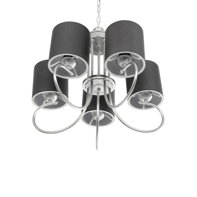 GLOBOSTAR® TRITON 203-0255 Vintage Κρεμαστό Φωτιστικό Οροφής με Ντουί 5 x E27 AC 220-240V IP20 - Ασημί & Γκρι - Μ50 x Π50 x Υ48cm