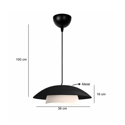 GLOBOSTAR® AURA 204-0117 Μοντέρνο Κρεμαστό Φωτιστικό Οροφής με Ντουί 1 x E27 AC 220-240V IP20 - Μαύρο & Λευκό - Μ31 x Π31 x Υ27cm