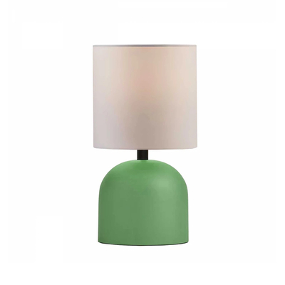 GloboStar® LOREN 204-0136 Μοντέρνο Eπιτραπέζιο Φωτιστικό Μονόφωτο 1 x E27 IP20 Πράσινο Μέταλλο με Μπεζ Ύφασμα - Μ15 x Π15 x Υ31cm