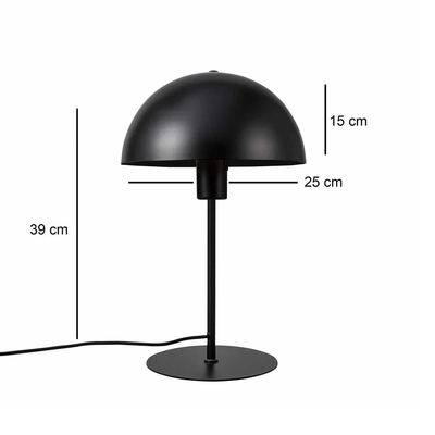 GloboStar® GASCEIO 204-0141 Μοντέρνο Eπιτραπέζιο Φωτιστικό Μονόφωτο 1 x E27 IP20 Μαύρο Μέταλλο - Μ25 x Π25 x Υ39cm