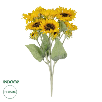 GloboStar® Artificial Garden YELLOW SUNFLOWER BRANCH 21382 Τεχνητό Διακοσμητικό Κλαδί Ηλιοτρόπιο Κίτρινο Y55cm