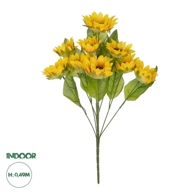 GloboStar® Artificial Garden YELLOW SUNFLOWER BRANCH 21383 Τεχνητό Διακοσμητικό Κλαδί Ηλιοτρόπιο Κίτρινο Y49cm