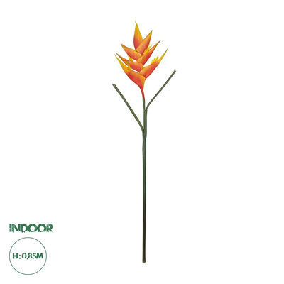 GloboStar® Artificial Garden ORANGE PEACOCK BRANCH 21397 Τεχνητό Διακοσμητικό Κλαδί Πορτοκαλί πουλί του παραδείσου Y85cm