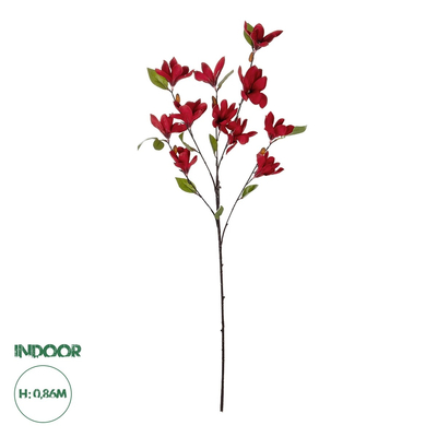 GloboStar® Artificial Garden RED MAGNOLIA BRANCH 21422 Τεχνητό Διακοσμητικό Κλαδί Κόκκινη Μανόλια Y86cm