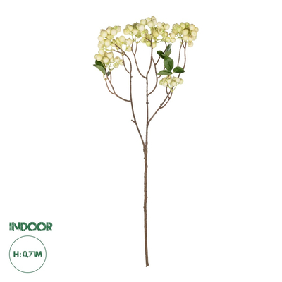 GloboStar® Artificial Garden WHITE BERRIES FRUIT BRANCH 21446 Τεχνητό Διακοσμητικό Κλαδί Λευκό Γκί Y71cm
