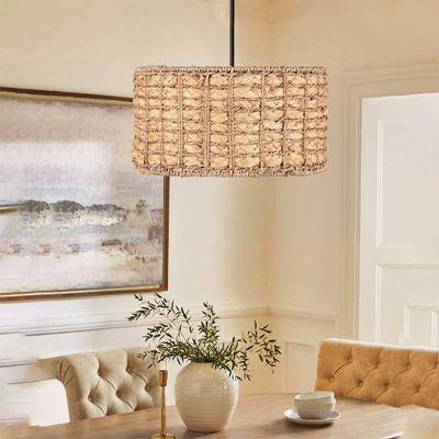 GLOBOSTAR® POMEGRANDE 204-0157 Boho Κρεμαστό Φωτιστικό Οροφής με Ντουί 1 x E27 AC 220-240V IP20 - Μπεζ - Μ30 x Π30 x Υ16cm