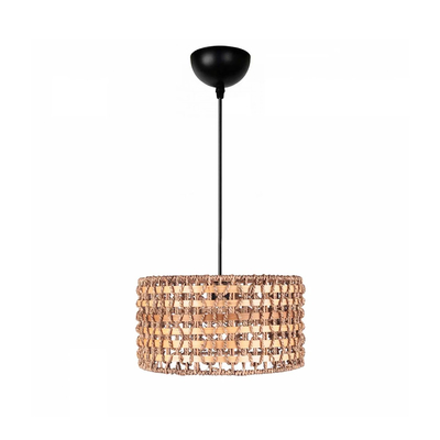 GLOBOSTAR® POMEGRANDE 204-0158 Boho Κρεμαστό Φωτιστικό Οροφής με Ντουί 1 x E27 AC 220-240V IP20 - Μπεζ & Καφέ - Μ30 x Π30 x Υ16cm