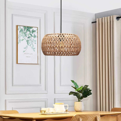 GLOBOSTAR® DARIO 204-0168 Boho Κρεμαστό Φωτιστικό Οροφής με Ντουί 1 x E27 AC 220-240V IP20 - Καφέ - Μ30 x Π30 x Υ15cm