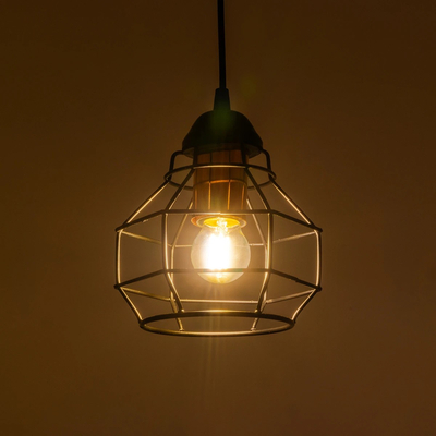 GLOBOSTAR® BUR 204-0180 Μοντέρνο Κρεμαστό Φωτιστικό Οροφής Μονόφωτο 1 x E27 AC 220-240V IP20 Μαύρο - Μ16 x Π16 x Υ19cm