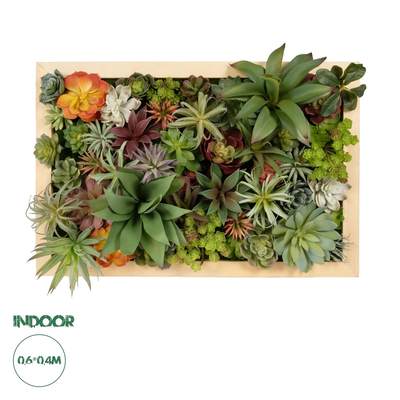 GloboStar® Artificial Garden VARIOUS PLANT 20642 Τεχνητό Διακοσμητικό Φυλλωσιάς σε Ξύλινο Πάνελ - Κάθετος Κήπος Μιξ Μ60 x Π40 x Υ20cm