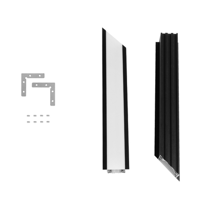GLOBOSTAR® ALP-CORNER-SIDE90 RECESSA 61789 Χωνευτό Προφίλ Αλουμινίου Γωνία με Λευκό Γαλακτερό Πατητό Κάλυμμα για Ταινίες LED IP20 - Μαύρο Ματ - Μ30 x Π3.5 x Υ4cm