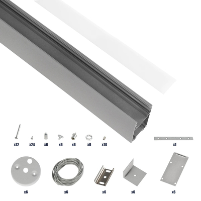 GLOBOSTAR® ALP-LINEAR LUMILINE 61765-3M Επιφανειακό / Κρεμαστό / Επιτοίχιο Προφίλ Αλουμινίου με Λευκό Γαλακτερό Πατητό Κάλυμμα για Ταινίες LED IP20 - Γκρι Ανθρακί Ματ - Μ300 x Π3.5 x Υ7cm