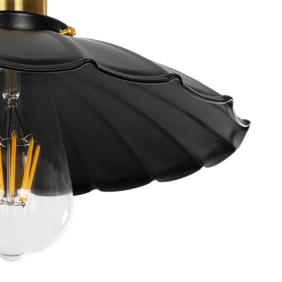 GLOBOSTAR® MARGI 999-0229 Vintage Κρεμαστό Φωτιστικό Οροφής με Ντουί 1 x E27 AC 220-240V IP20 - Μαύρο & Χρυσό - Μ26 x Π26 x Υ14cm