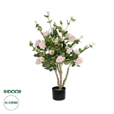 GloboStar® Artificial Garden LIGHT PINK ROSES 21071 Τεχνητό Διακοσμητικό Δέντρο Τριανταφυλλιά Μ50 x Π50 x Υ90cm