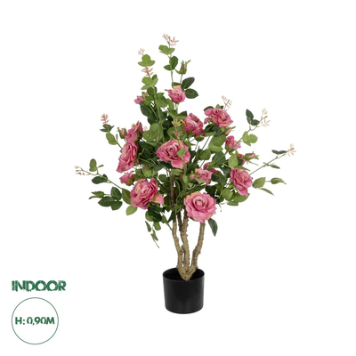GloboStar® Artificial Garden PINK ROSES 21072 Τεχνητό Διακοσμητικό Δέντρο Τριανταφυλλιά Μ50 x Π50 x Υ90cm