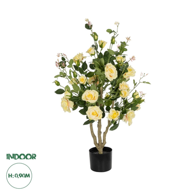 GloboStar® Artificial Garden YELLOW ROSES 21073 Τεχνητό Διακοσμητικό Δέντρο Τριανταφυλλιά Μ50 x Π50 x Υ90cm